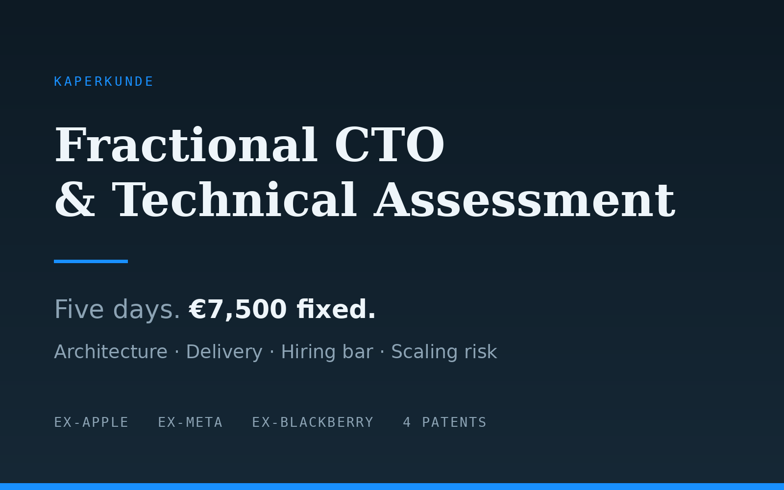 Fractional CTO & Technical Assessment